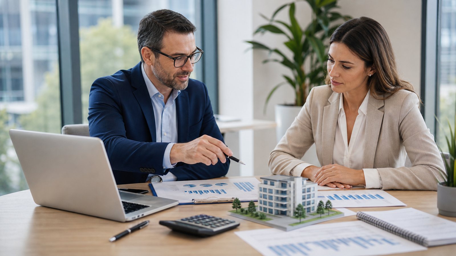 Property asset management review with financial reports
