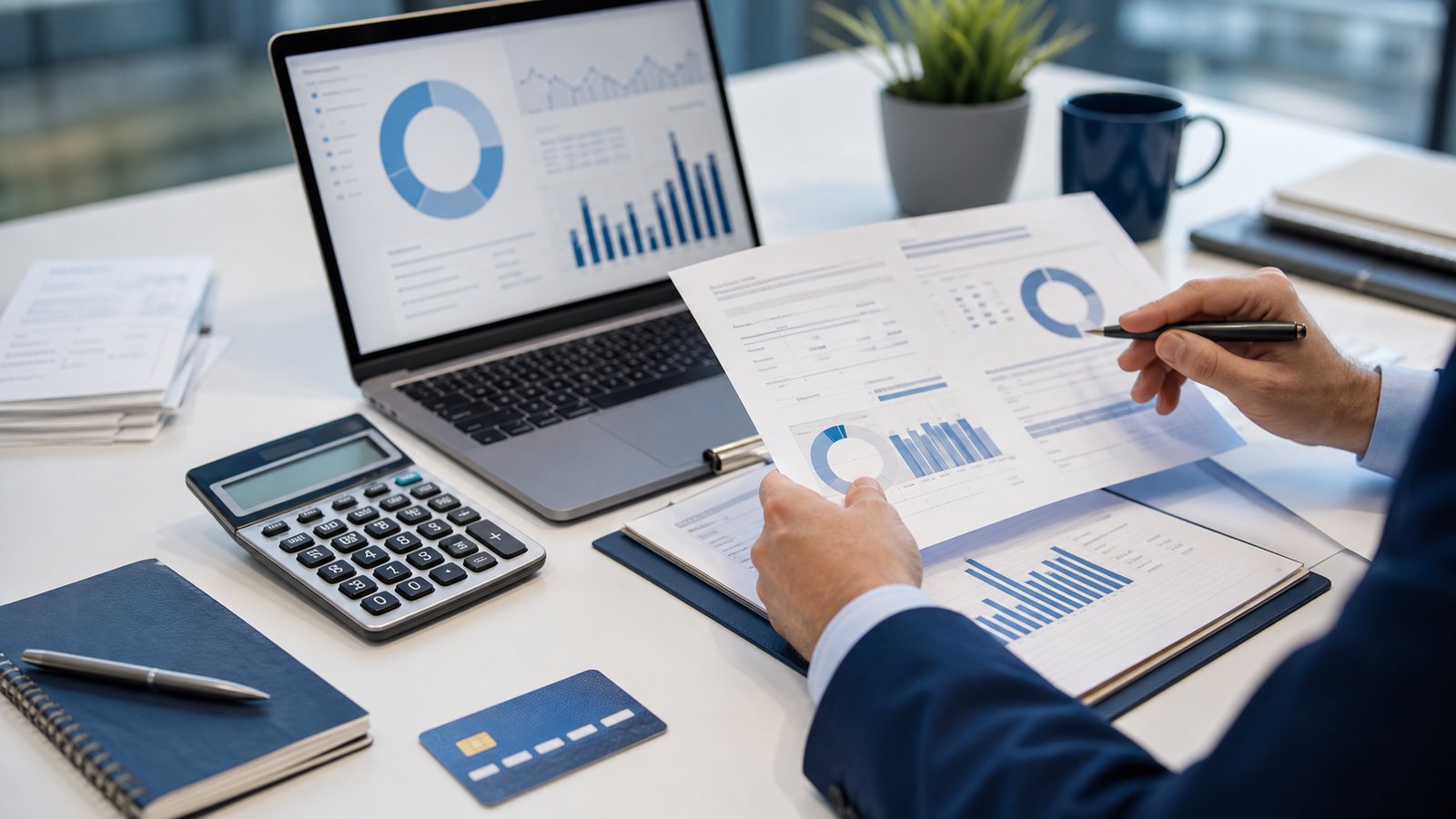 Bookkeeping and tax records on an office desk