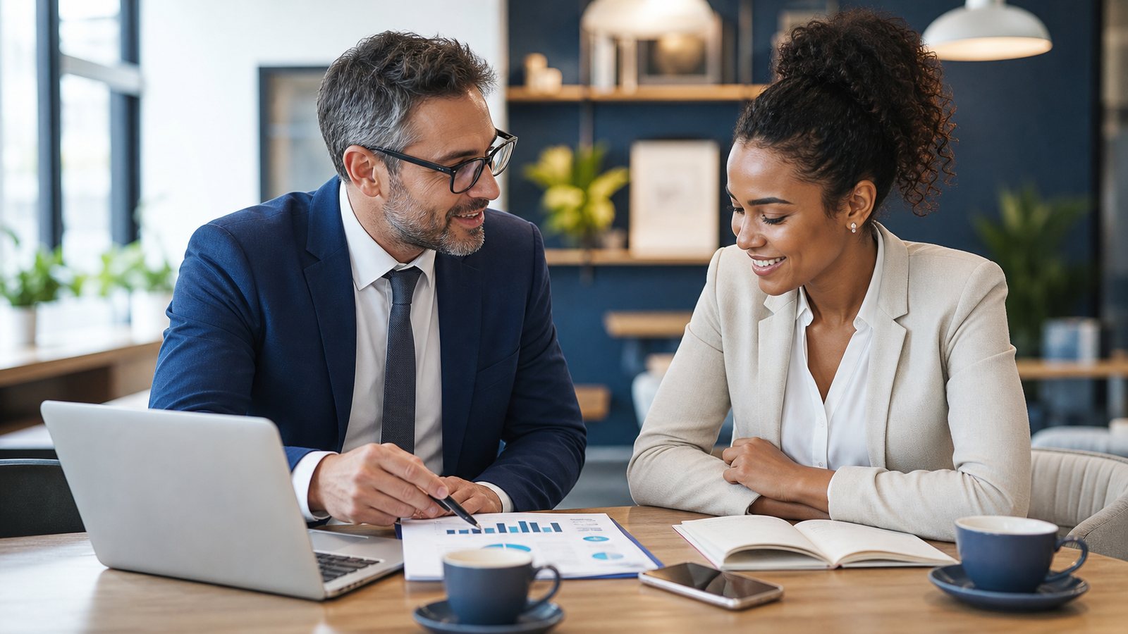 Accountant discussing business growth with a client